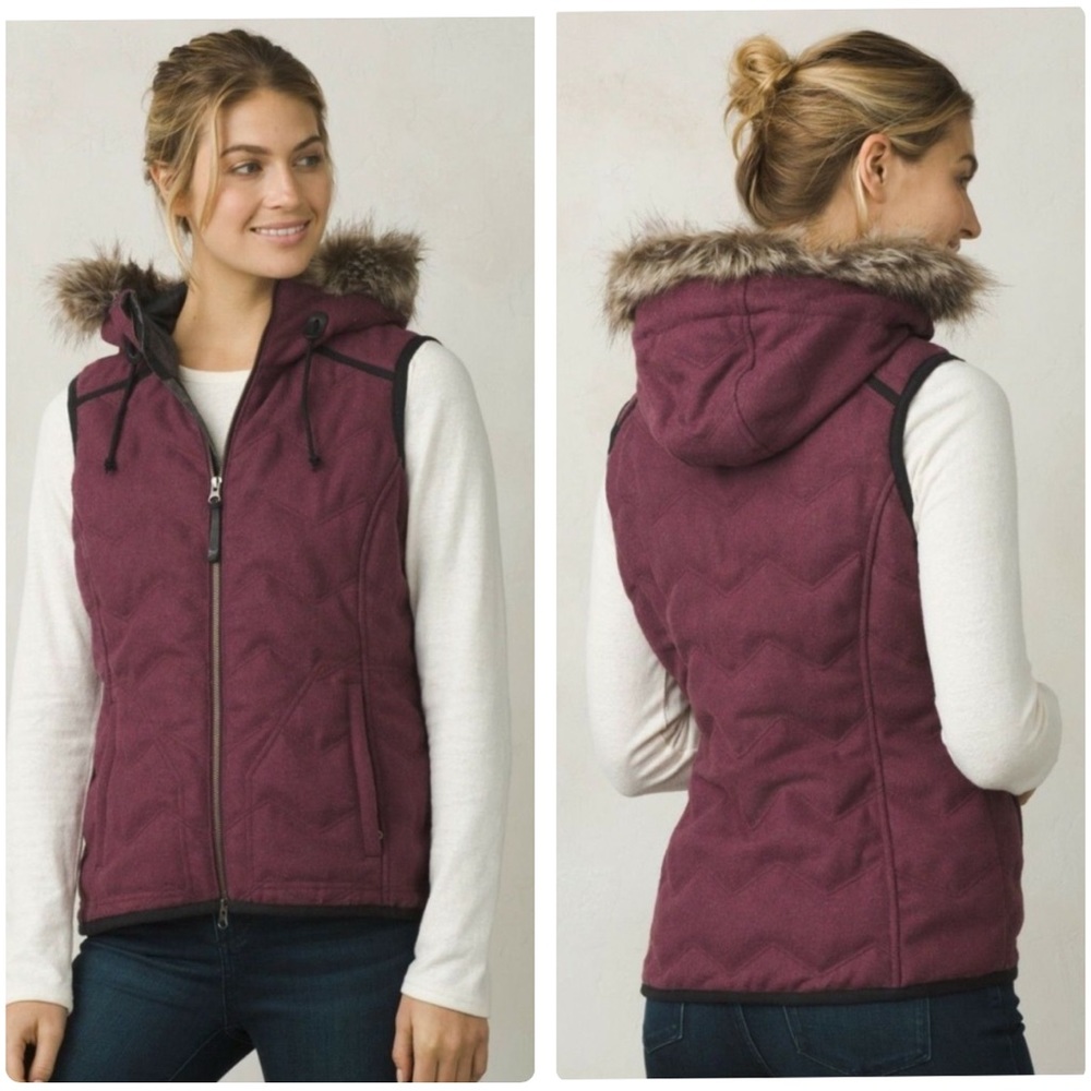Prana Calla Purple Hooded Vest Size Small
